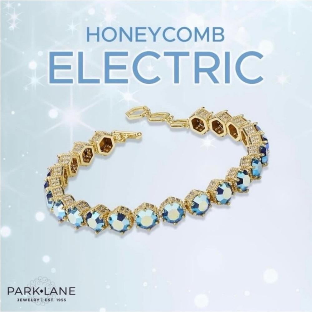 Park Lane Electric Gold and Blue Honeycomb Bracelet